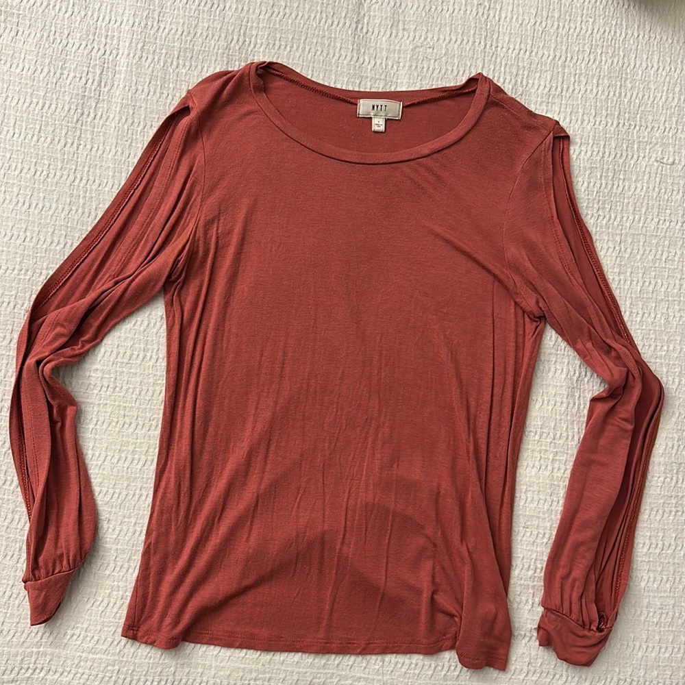 Rayon Salmon Open-Arm Top